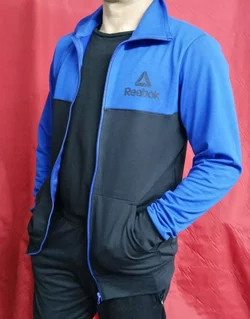 Мужской спортивный костюм большого размера черно-синий